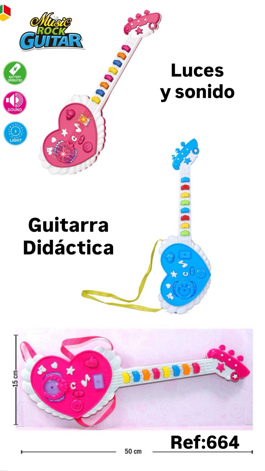 GUITARRA DIDÁCTICA CON LUCES Y SONIDO